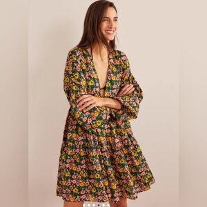 Boden Relaxed Tiered Beach Dress in abstract poppy  16/18 L